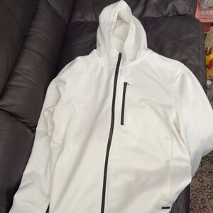 Express Men's White Hooded Full-Zip Jacket